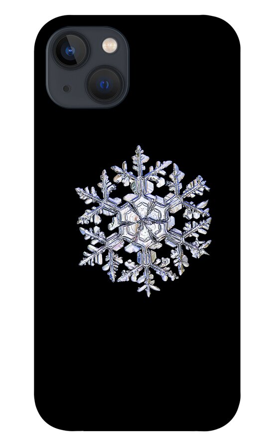 Snowflake iPhone 13 Case featuring the photograph Gardener's dream, white on black version by Alexey Kljatov
