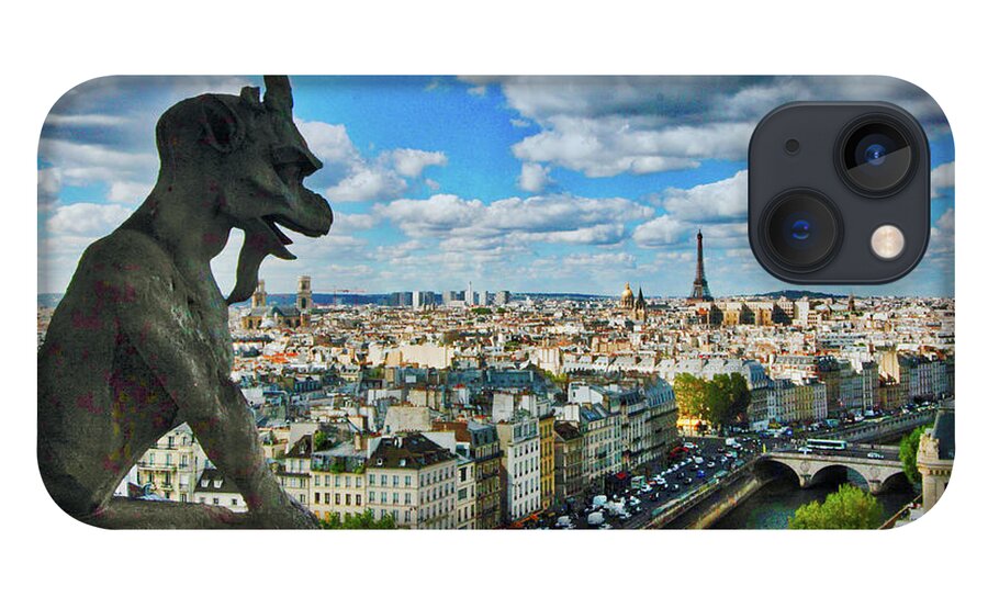 Paris iPhone 13 Case featuring the photograph Gargoyle with a View by Kevin Schwalbe
