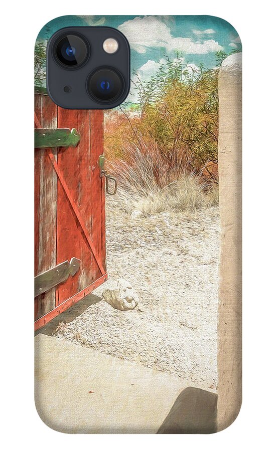 Black Cactus iPhone 13 Case featuring the digital art Gate to Oracle by Steve Kelley