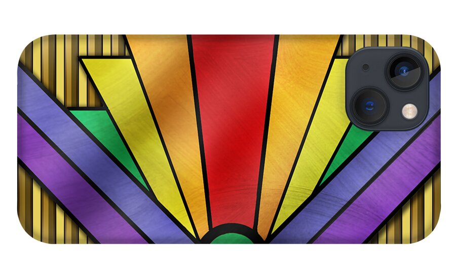 Staley iPhone 13 Case featuring the digital art Rainbow Art Deco by Chuck Staley