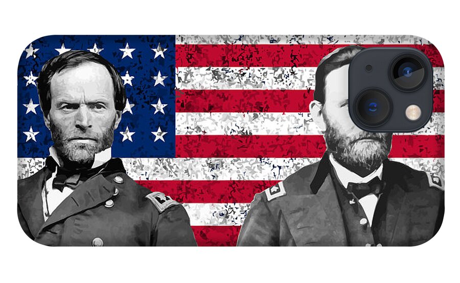 Civil War iPhone 13 Case featuring the painting Generals Sherman and Grant by War Is Hell Store