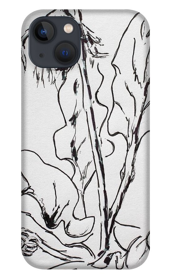 Gerber Daisy iPhone 13 Case featuring the drawing Gerber Study I by Vonda Lawson-Rosa