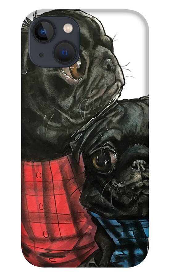 Pet Portrait iPhone 13 Case featuring the drawing Giles 3540 by John LaFree
