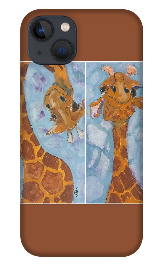 Giraffe iPhone 13 Case featuring the painting Giraffe Set by Terri Einer