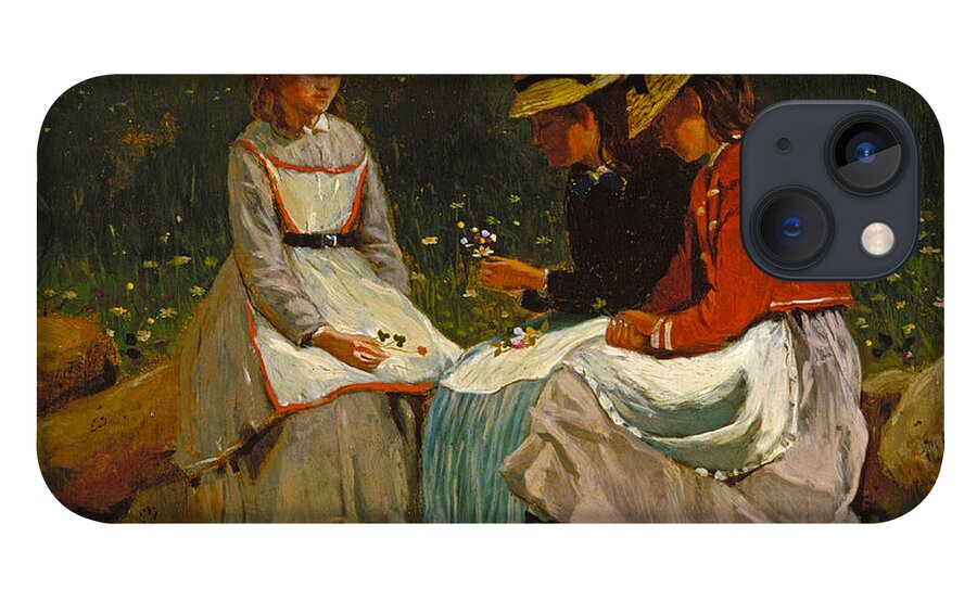 Winslow Homer iPhone 13 Case featuring the painting Girls in a Landscape by Winslow Homer