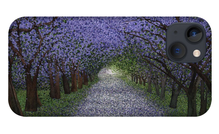 Jacaranda iPhone 13 Case featuring the painting Glade - Jacaranda Trees in Spring by Hilda Wagner