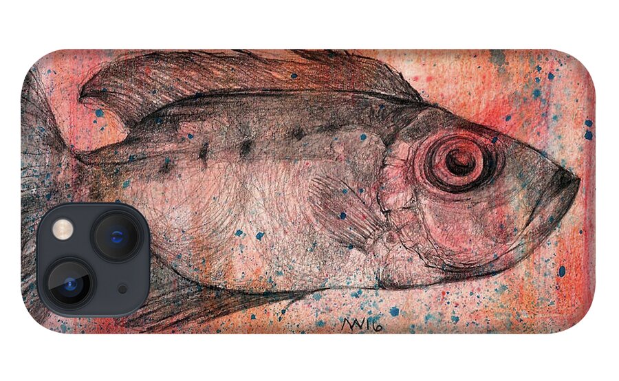 Fish iPhone 13 Case featuring the mixed media Glasseye Snapper by AnneMarie Welsh