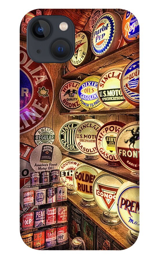 Gas Pump Globes iPhone 13 Case featuring the photograph Globes of the Past by Daniel George