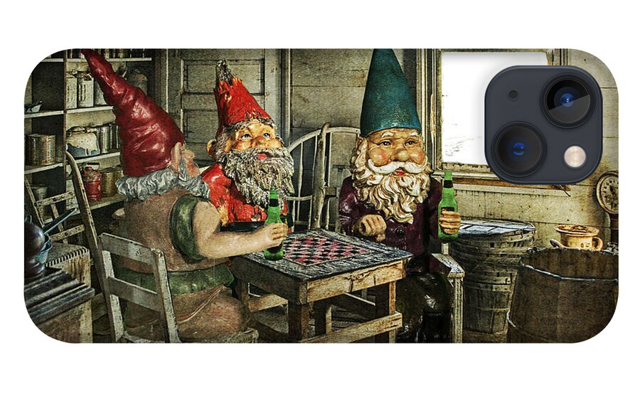 Garden Gnome iPhone 13 Case featuring the photograph Gnomes Playing Checkers by Randall Nyhof