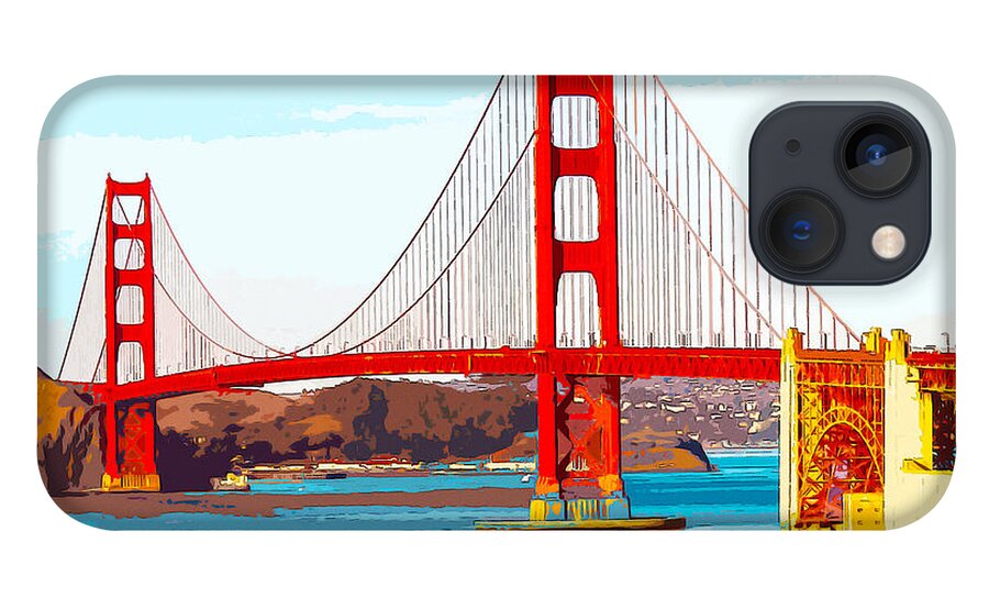 Architecture iPhone 13 Case featuring the digital art Golden Gate Bridge San Francisco The City By The Bay by Anthony Murphy