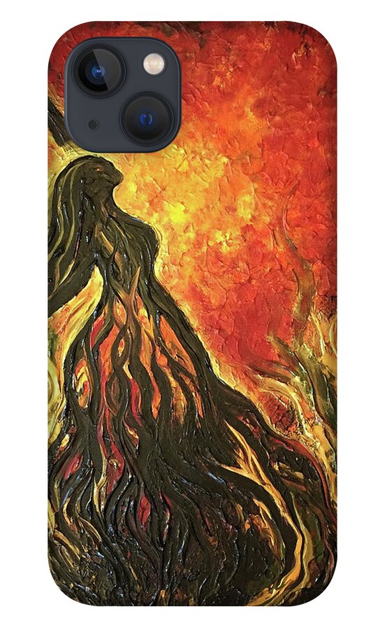 Fire iPhone 13 Case featuring the painting Golden Goddess by Michelle Pier