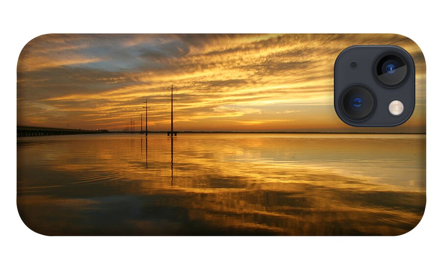 Sky Sunset Sun Night Fall Water Sea Ocean Inlet Gold Golden iPhone 13 Case featuring the photograph Golden Light by Robert Och