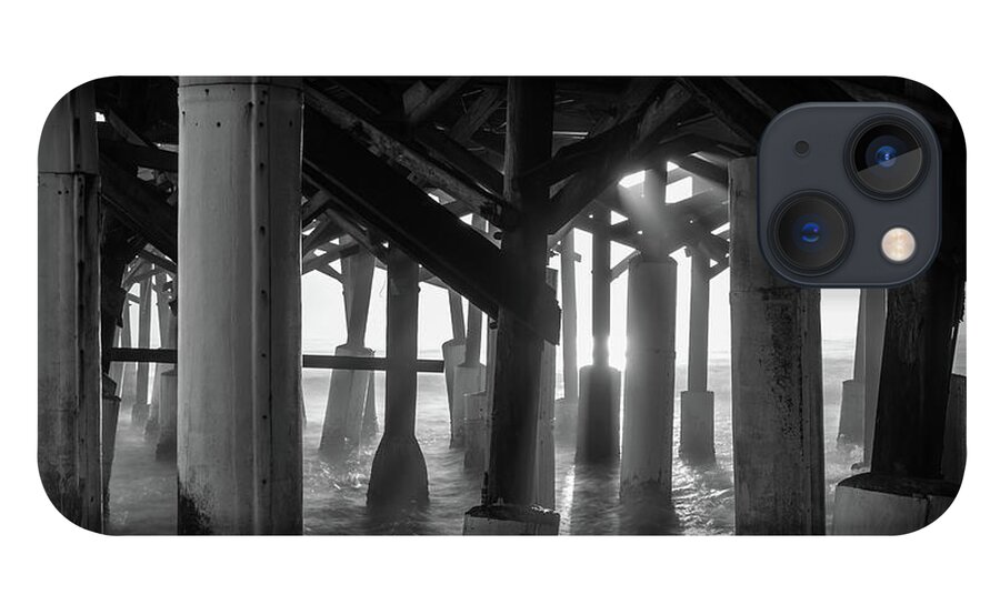 Cocoa Beach iPhone 13 Case featuring the photograph Golden Light Shines Through Grayscale by Jennifer White