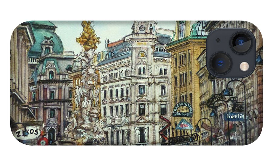 Architecture iPhone 13 Case featuring the painting Graben, Vienna by Henrieta Maneva