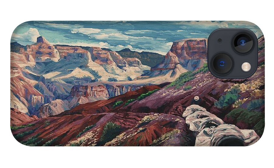 Landscape iPhone 13 Case featuring the painting Grand Canyon Mule Skinners by Cheryl Fecht
