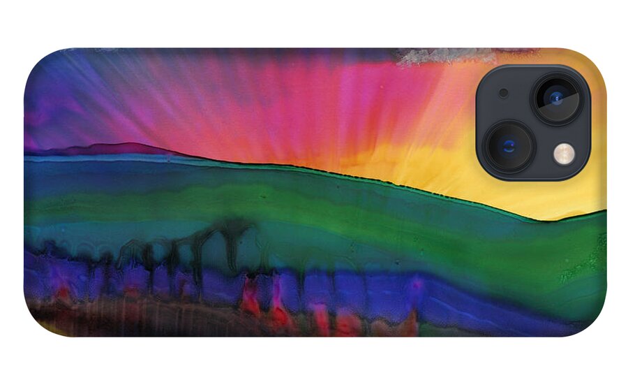 Alcohol Ink iPhone 13 Case featuring the painting Grand Illusion by Eli Tynan