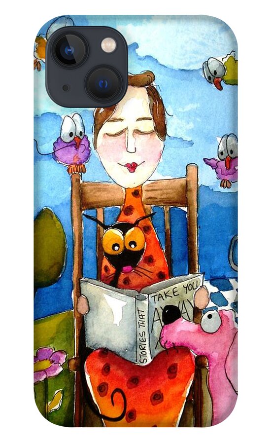 Lucia Stewart iPhone 13 Case featuring the painting Grandma's Story Time by Lucia Stewart