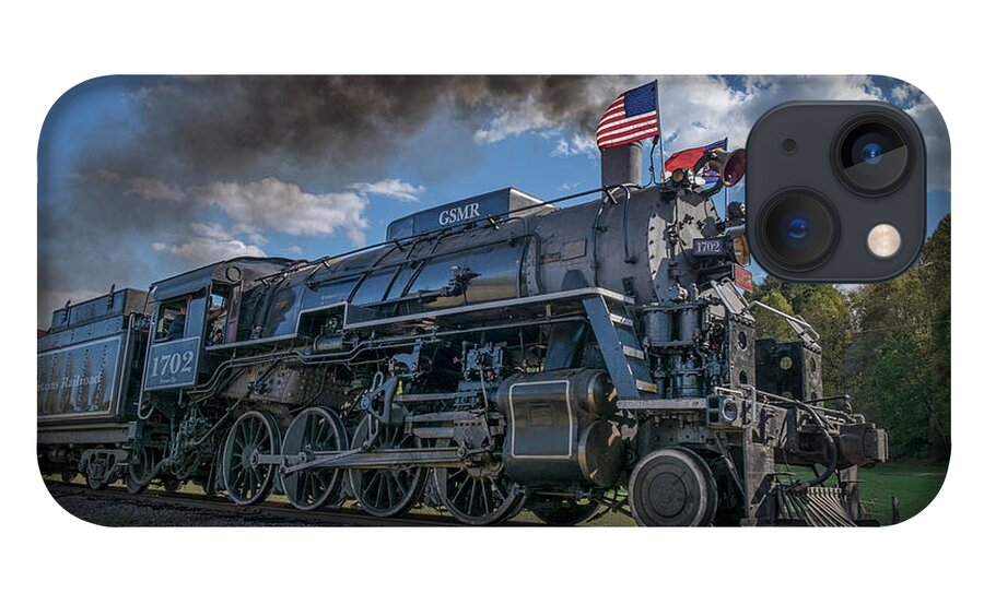 Great Smoky Mountains Railway iPhone 13 Case featuring the photograph Great Smoky Mountain steam engine 1702 at Bryson City NC 1 by Jim Pearson