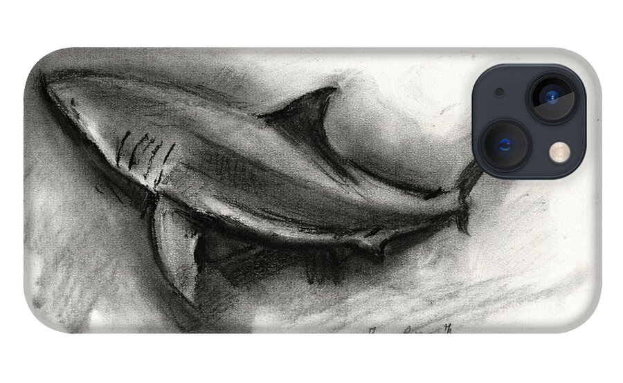 Great white shark drawing iPhone 13 Case by Juan Bosco - Fine Art America