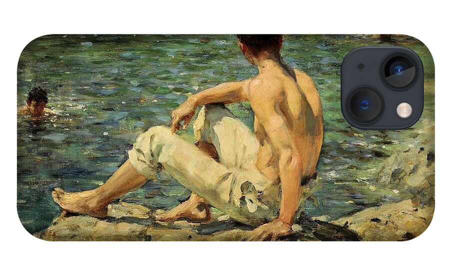 Green And Gold iPhone 13 Case featuring the painting Green and Gold by Henry Scott Tuke