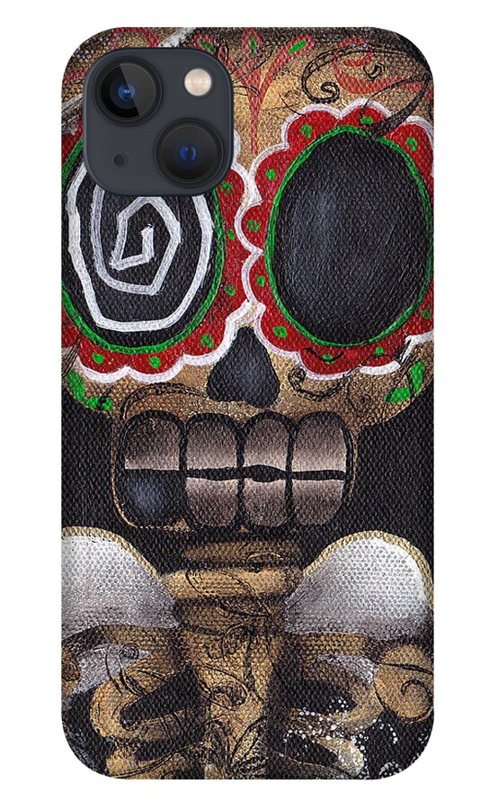 Day Of The Dead iPhone 13 Case featuring the painting Guardian Angel by Abril Andrade