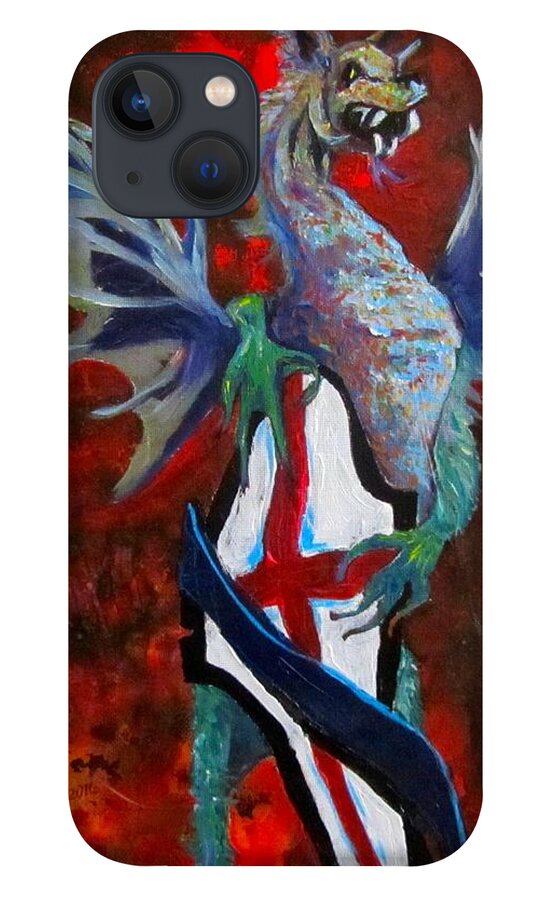 Dragon iPhone 13 Case featuring the painting Guardian at the Gate by Barbara O'Toole