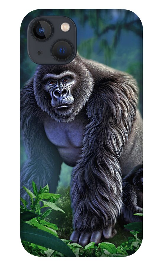 Gorilla iPhone 13 Case featuring the painting Guardian by Jerry LoFaro