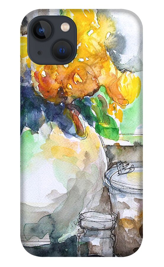 Still Life iPhone 13 Case featuring the painting Gudrun's Kitchen Window by Barbara Pommerenke