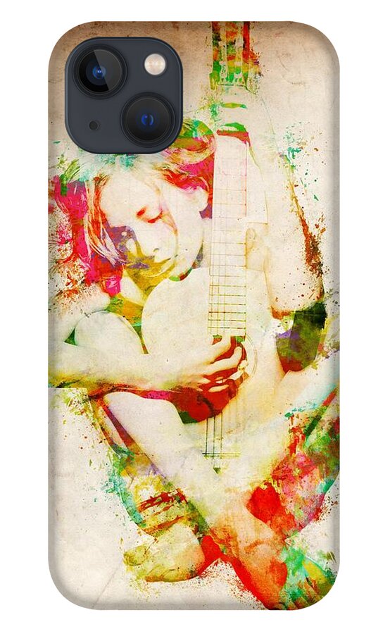 Guitar iPhone 13 Case featuring the digital art Guitar Lovers Embrace by Nikki Smith