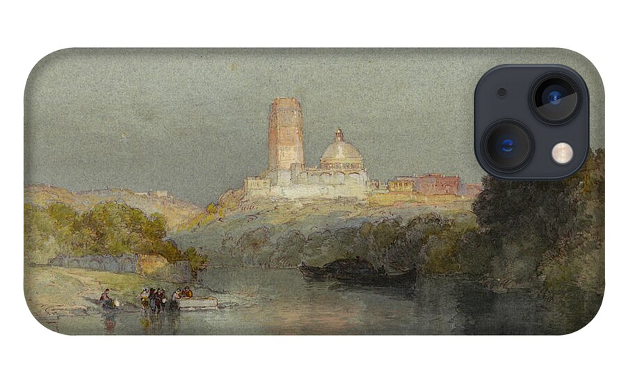 Thomas Moran iPhone 13 Case featuring the drawing Hacienda on the Lerma River, San Juan, Mexico, 1892 by Thomas Moran