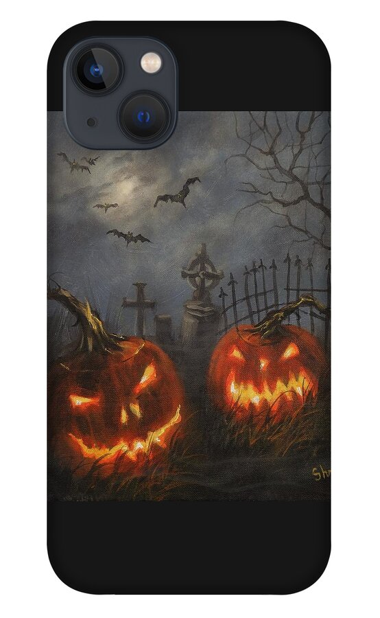 Halloween iPhone 13 Case featuring the painting Halloween on Cemetery Hill by Tom Shropshire