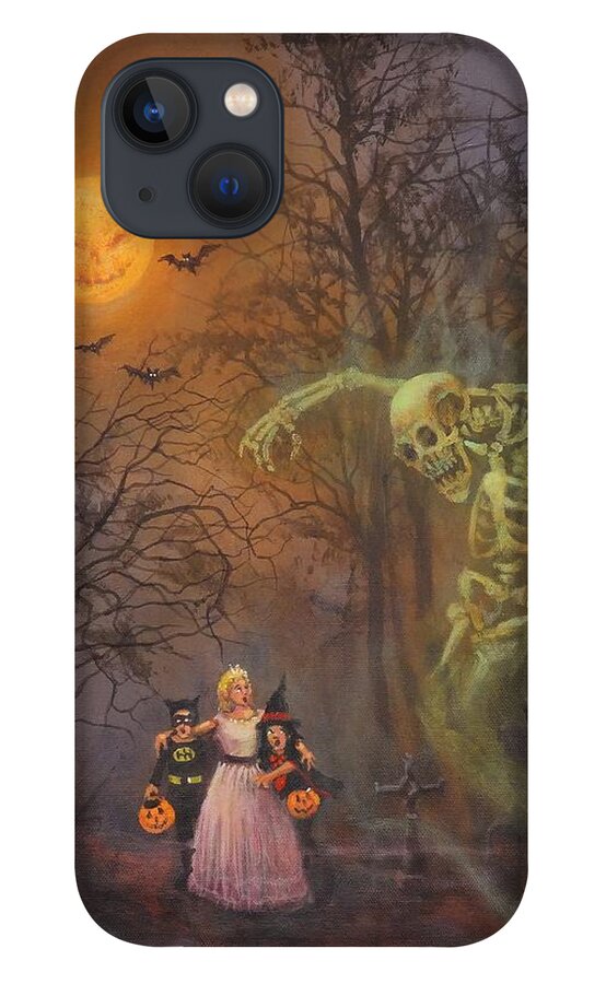 Halloween iPhone 13 Case featuring the painting Halloween Spook by Tom Shropshire