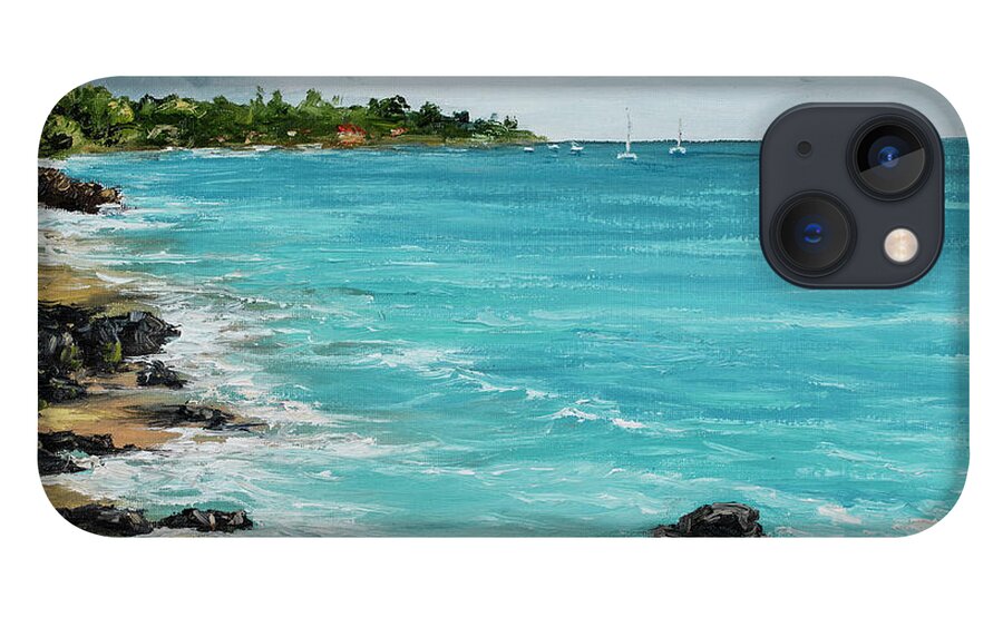 Landscape iPhone 13 Case featuring the painting Hanakao'o Beach by Darice Machel McGuire