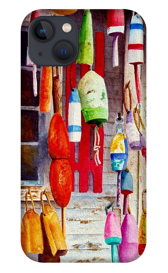 Lobster iPhone 13 Case featuring the painting Hanging Around by Karen Fleschler