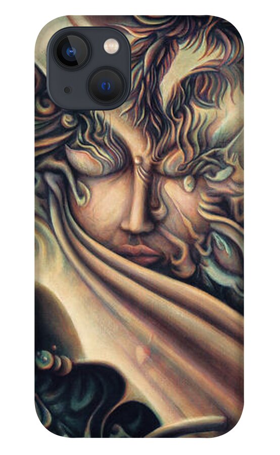 Spiritual iPhone 13 Case featuring the painting Hamsa Swann by Nad Wolinska