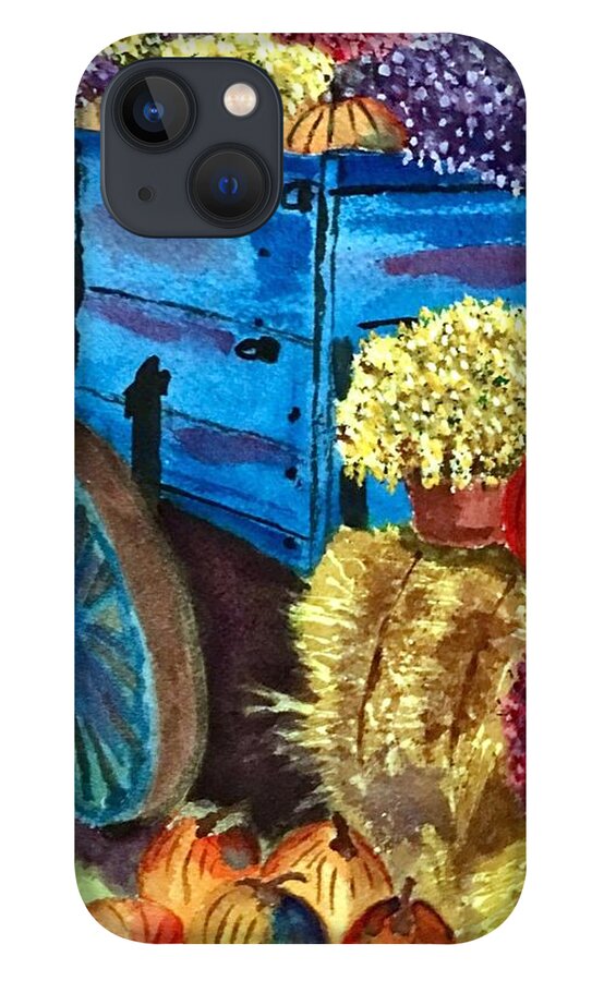 Greeting Card iPhone 13 Case featuring the painting Happy Fall Harvest by Sue Carmony