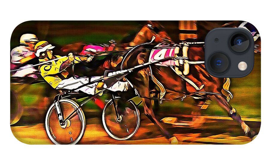 Harness Racing iPhone 13 Case featuring the mixed media Harness Race #2 by Tatiana Travelways