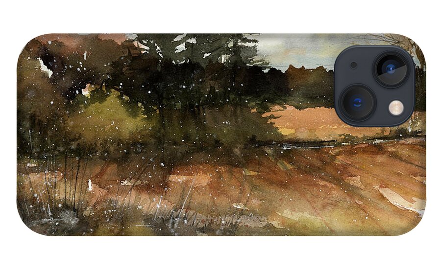 Landscape iPhone 13 Case featuring the painting Harvest Snow by Judith Levins