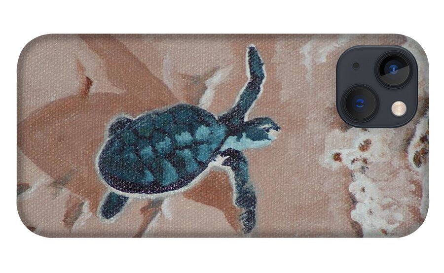 Turtle iPhone 13 Case featuring the painting Hatchling by Mike Jenkins