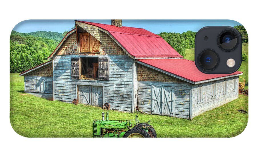 Hayesville iPhone 13 Case featuring the photograph Hayesville Barn And Tractor by Lorraine Baum