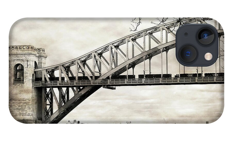 Hellgate Bridge iPhone 13 Case featuring the photograph Hellgate Bridge in Sepia by Cate Franklyn