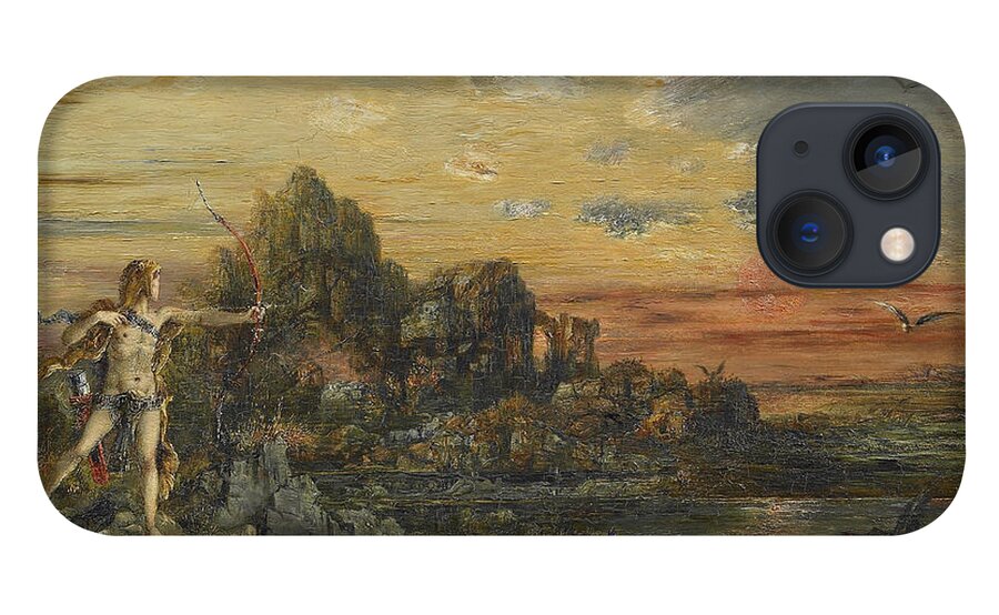 Gustave Moreau iPhone 13 Case featuring the painting Hercules and the Stymphalian Birds by Gustave Moreau