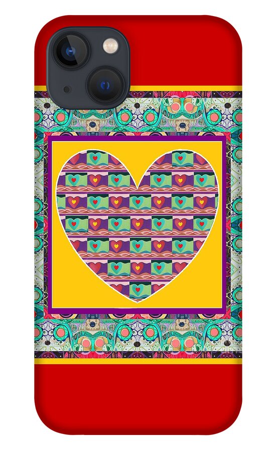 Hearts iPhone 13 Case featuring the mixed media Higher Love - Heart of Hearts by Helena Tiainen