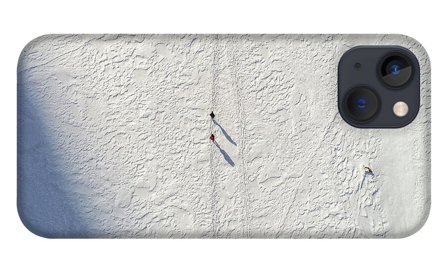 Hiking People Aerial With Drone From Above Walking In iPhone Case by Marc Studer Pixels