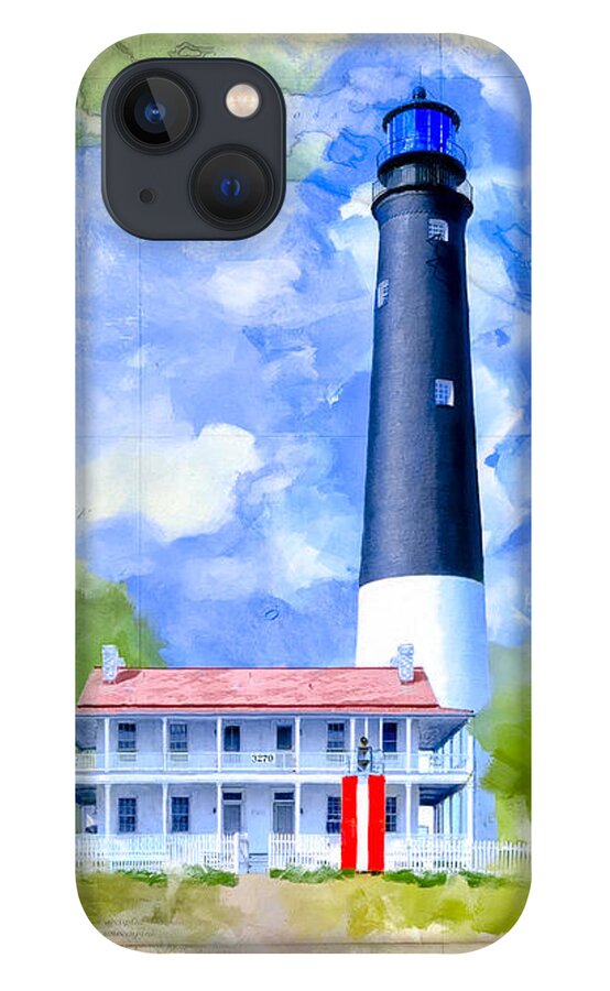 Pensacola iPhone 13 Case featuring the mixed media Historic Florida Panhandle - Pensacola by Mark Tisdale