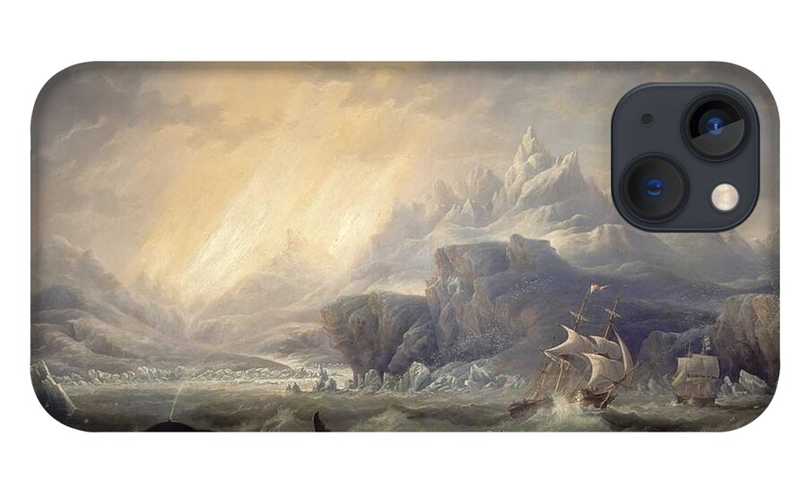 John Wilson Carmichael - Hms Erebus And Terror In The Antarctic 1847 iPhone 13 Case featuring the painting HMS Erebus and Terror in the Antarctic by MotionAge Designs