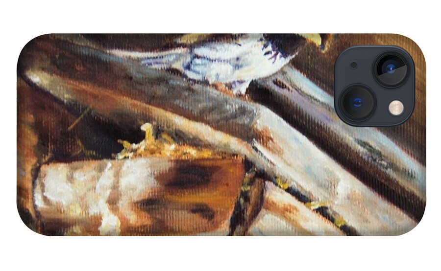 Finch iPhone 13 Case featuring the painting Home Under the Sign by Lori Brackett