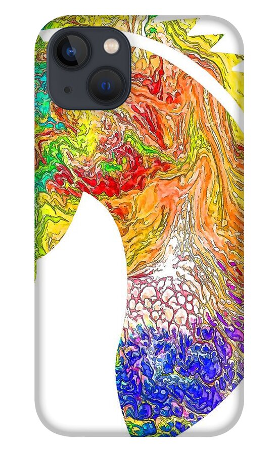 Horse Colorful Silhouette iPhone 13 Case featuring the digital art Horse Colorful Silhouette by Lena Owens - OLena Art Vibrant Palette Knife and Graphic Design