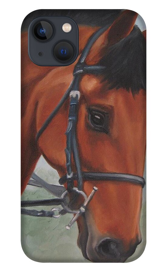 Noewi iPhone 13 Case featuring the painting Horse Portrait by Jindra Noewi
