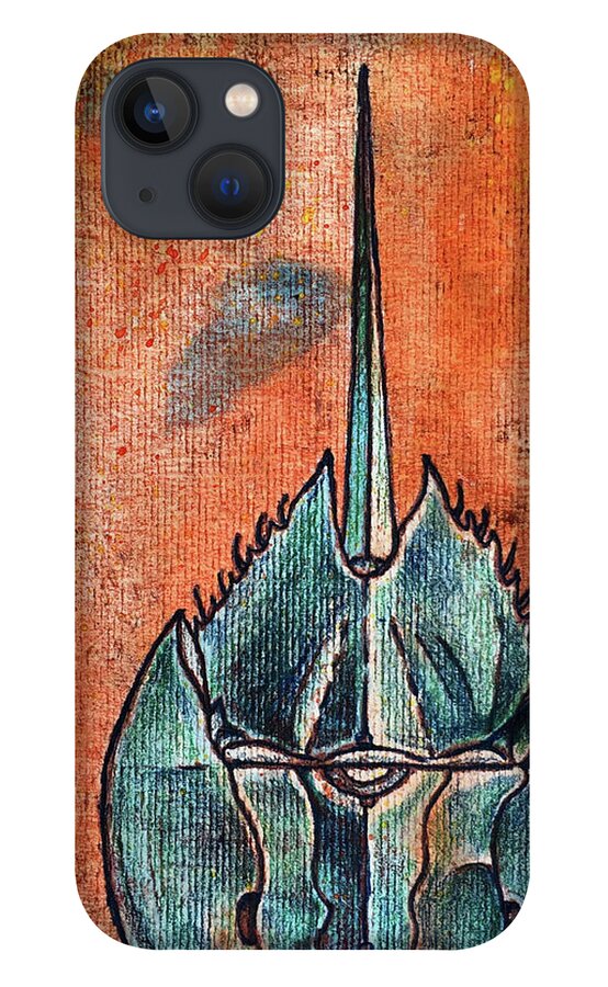 Horseshoe Crab iPhone 13 Case featuring the mixed media Horseshoe Crab No.3 by AnneMarie Welsh